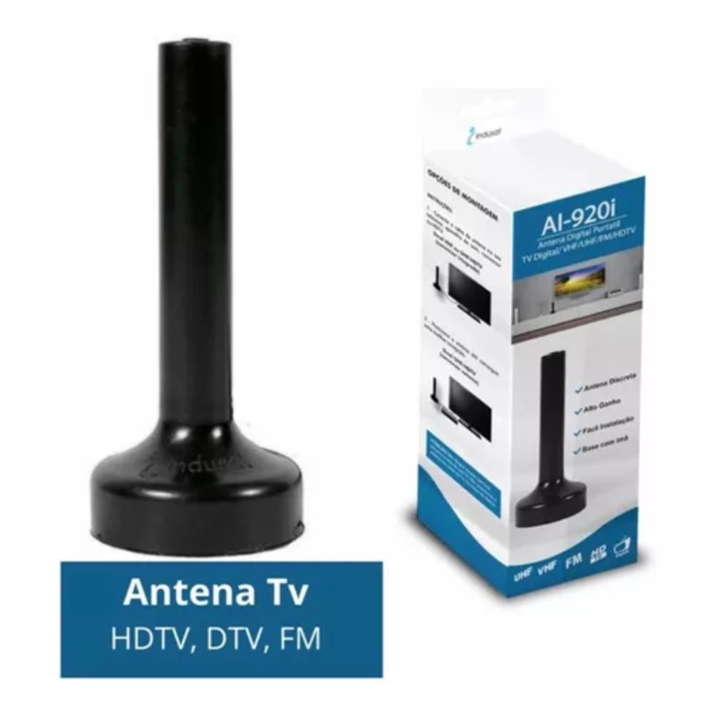 Aparte femenino Doblez Antena Digital Interna UHF FM HDTV Portátil AI-950I Indusat - eletromac