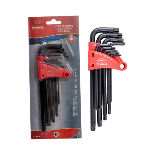 Chave torx longa c furo 9pc