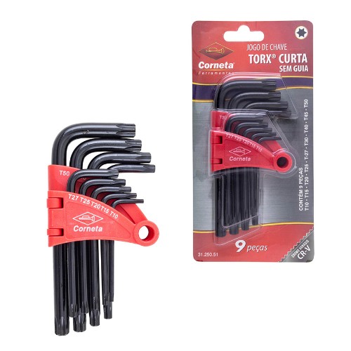 Chave torx curta s furo 9pc