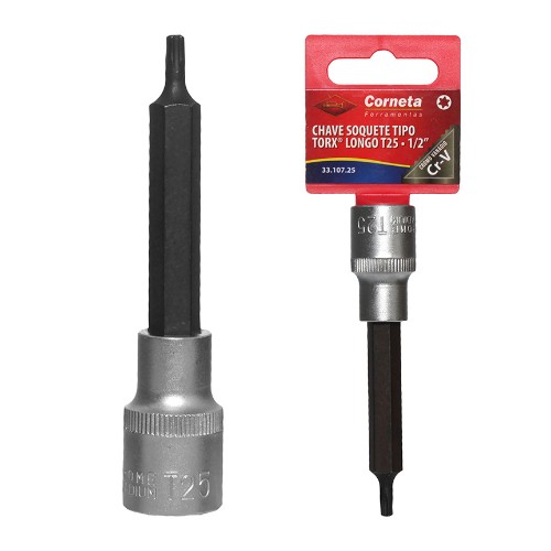 Chave soq torx longo t25 1/2