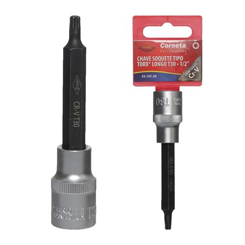 Chave soq torx longo t30 1/2