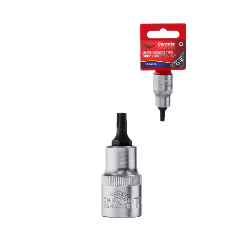 Chave soq torx curto t30 1/2