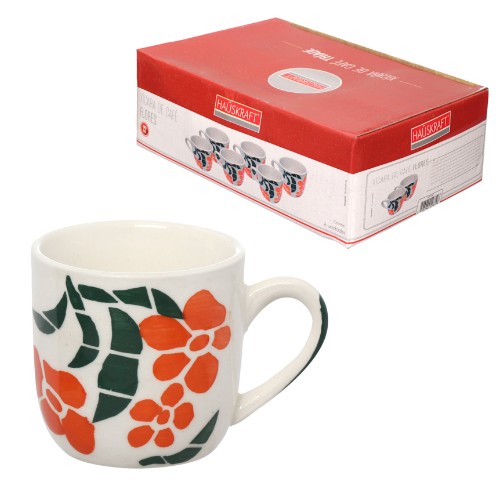 Xicara cafe flores 90ml 6pc