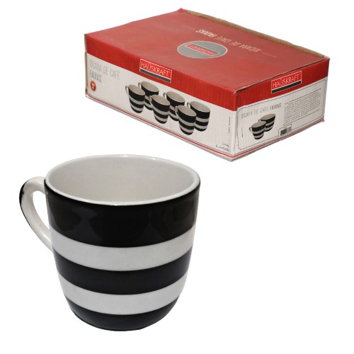Xicara cafe faixas pt 90ml 6pc