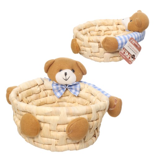 Cesta palha urso peluc 13cm