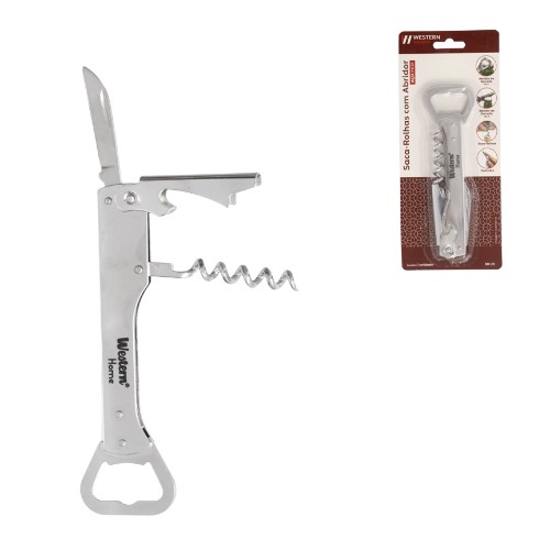 Saca rolhas abridor inox