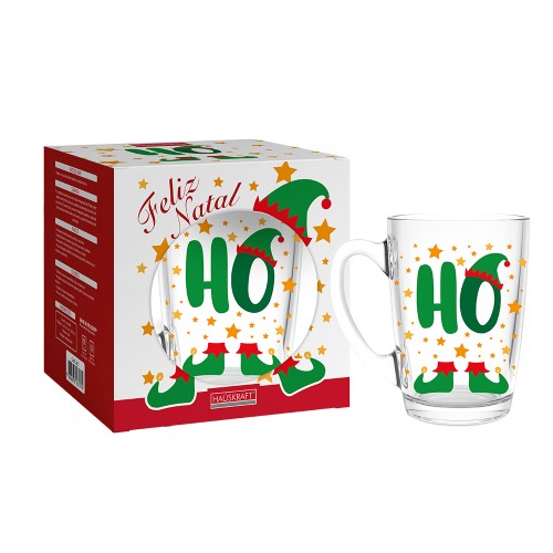 Caneca vidro ho duende 350ml