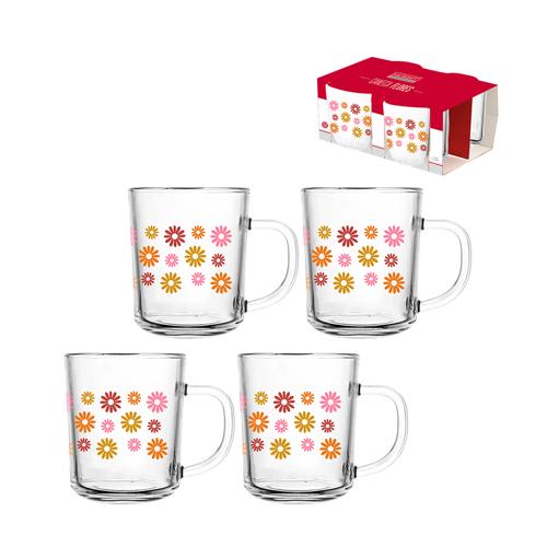 Caneca flores 215ml 4pc