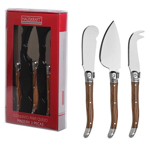 Conjunto Para Queijo Madeira 3 Peças - Hauskraft