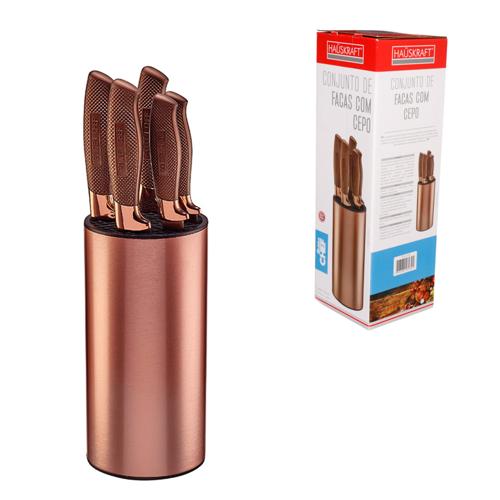 Facas e cepo gc gold jg 6pcs