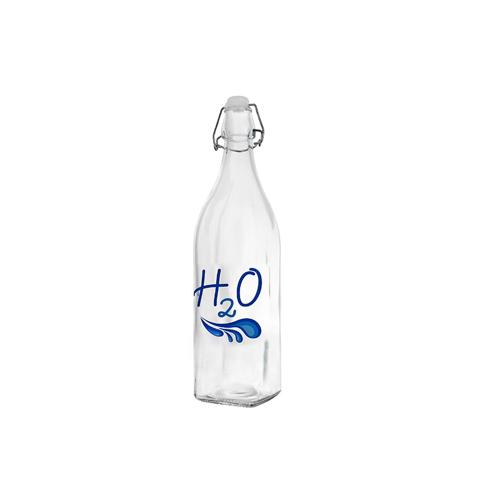 Garrafa De Vidro Quadrada Com Tampa Hermética H2O 1l - Hauskraft