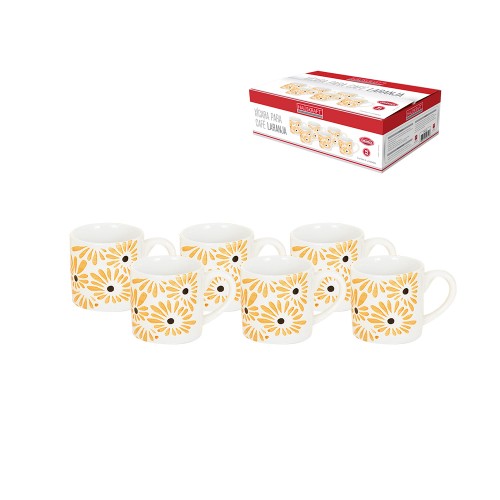 Xicara cafe laranja 90ml 6pc
