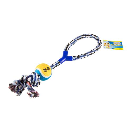 Brinq cao corda c bola 41cm