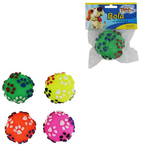 Brinquedo Para Cachorro Bola Patinhas 6,5 cm - Western Pet