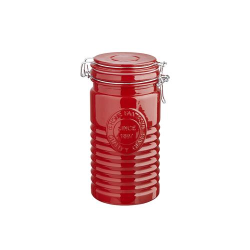 Pote de Vidro E inox C/ Visor Velvety Vermelho 1L - Hauskraft