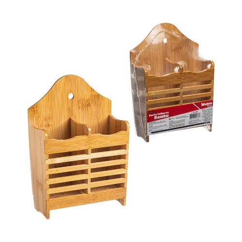 Porta talher bambu 2 divisoes