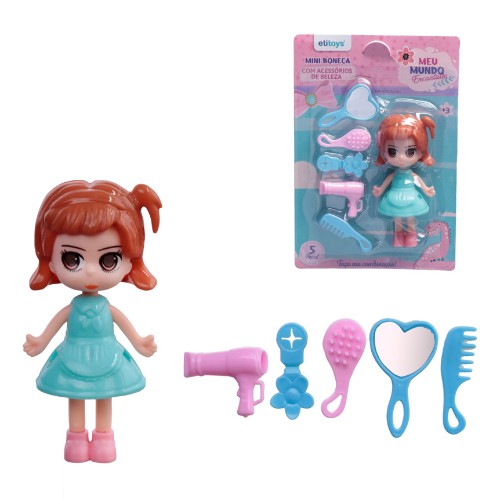 Mini boneca acessorios beleza