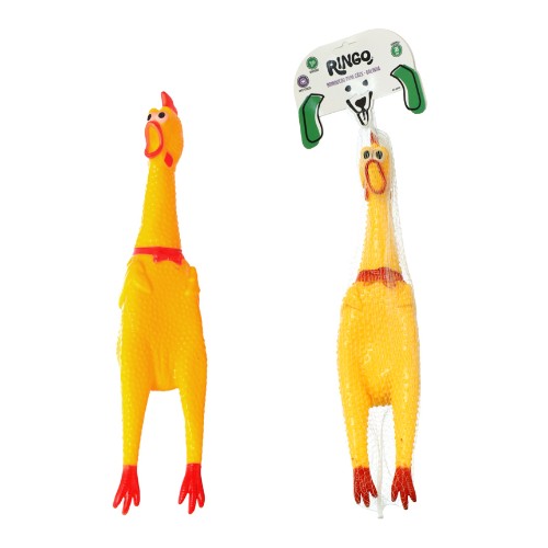 Brinq cao mord galinha 38cm