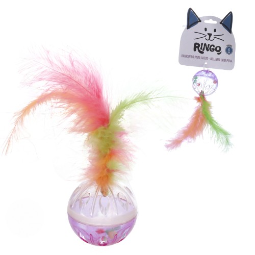 Brinq gato bola pena 4cm