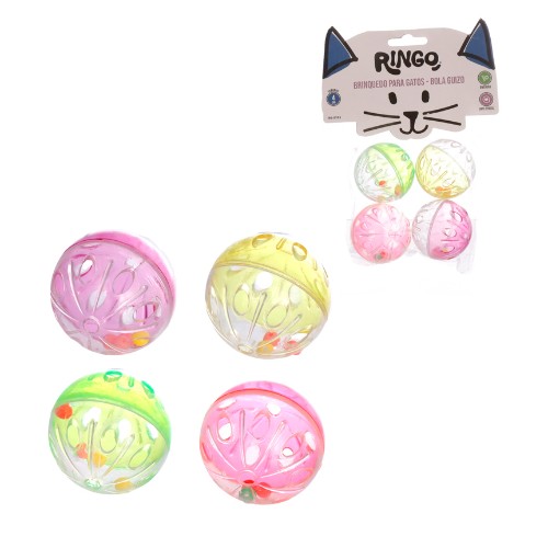 Brinq gato bola guizo 4cm 4pc