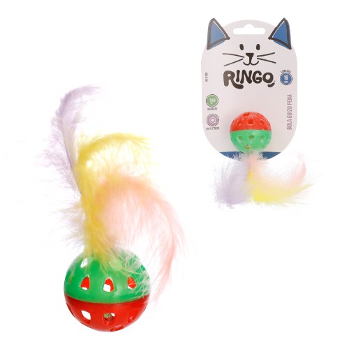 Brinq gato guizo pena 16cm