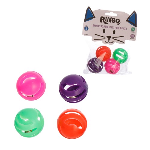 Brinq gato bola guizo 4cm 4pc