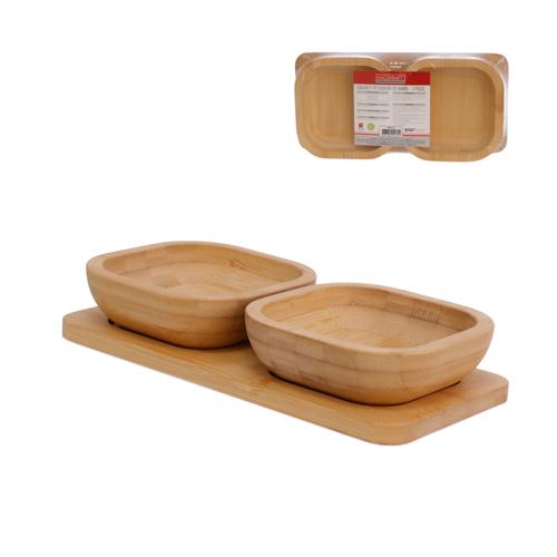 Conjunto petisqueira bambu 3pc