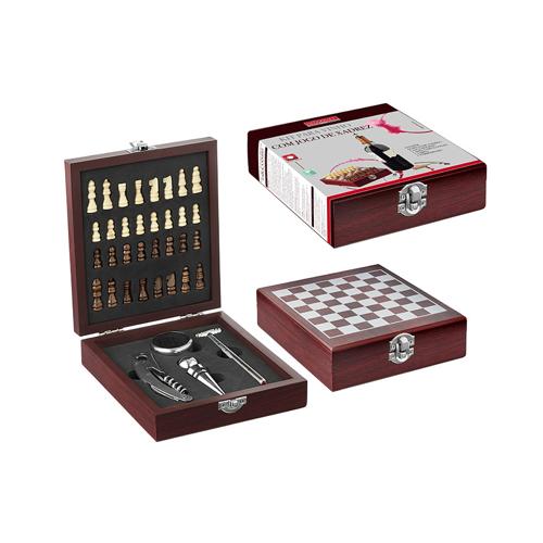 Kit para vinho xadrez 4pc
