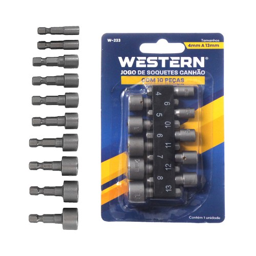 Soquetes canhao 4a13mm 10pc
