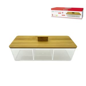 Caixa organiz 3 div bambu 23cm