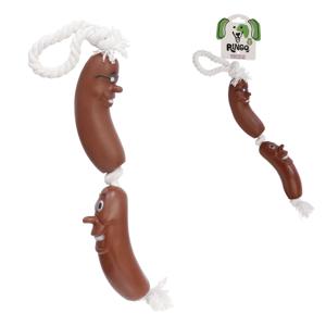 Brinq cao corda salsicha 37cm