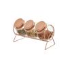 Porta-Condimento 3 Potes De Vidro C/ Suporte Aramado Rose Gold - Hauskraft