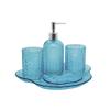 Kit Para Banheiro Leaf Azul 5 Pecas - Hauskraft