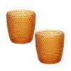 Porta Velas Cristal De Vidro Laranja 7 cm 2 Peças - Hauskraft
