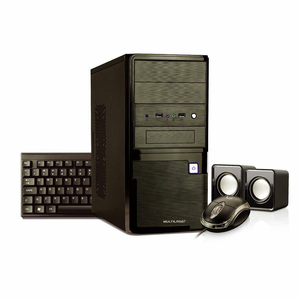 Computador Multilaser Intel Celeron 4GB RAM 500GB HD Linux Preto Com Teclado/Mouse/Caixa de Som - DT024
