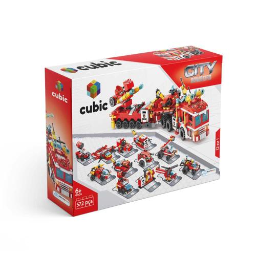 Blocos de Montar Cubic 12 em 1 Bombeiro Resgate 557 Peças Multikids - BR1094