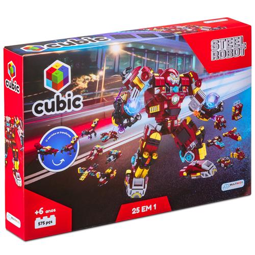 Blocos de Montar Cubic 25 em 1 Steel Robot 575 Peças Multikids - BR1617