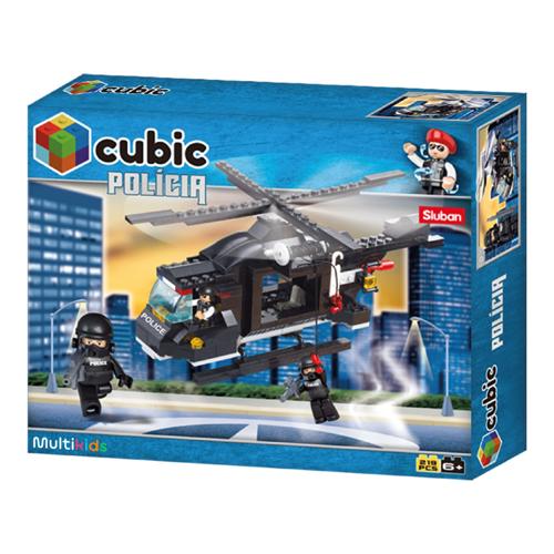 Blocos de Montar Cubic Polícia Helicóptero de Combate 219 Peças Multikids - BR1197