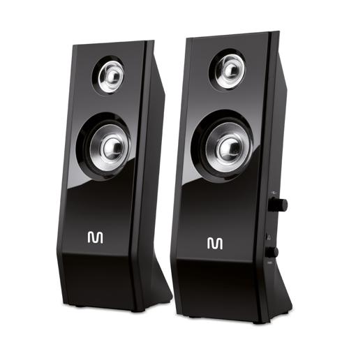 Caixas de Som 2.0 Multimídia Black Piano 8w Rms Conexão P2 Controle Volume Preto - SP091
