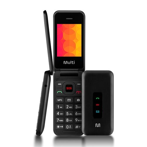 Celular Multilaser Flip Vita 3G Dual Chip com Botão SOS + Rádio FM + MP3 + Bluetooth + Câmera - Preto - P9140