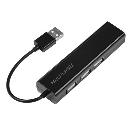 Conversor Ac, Hub Usb 2,0 3 Portas + Rj45 Fêmea Preto Multi - AC304