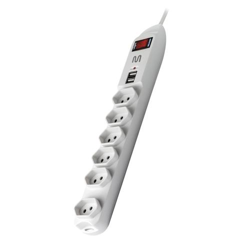 Filtro De Linha Multilaser Com 6 Tomadas E 2 Entradas Usb Bivolt - WI251