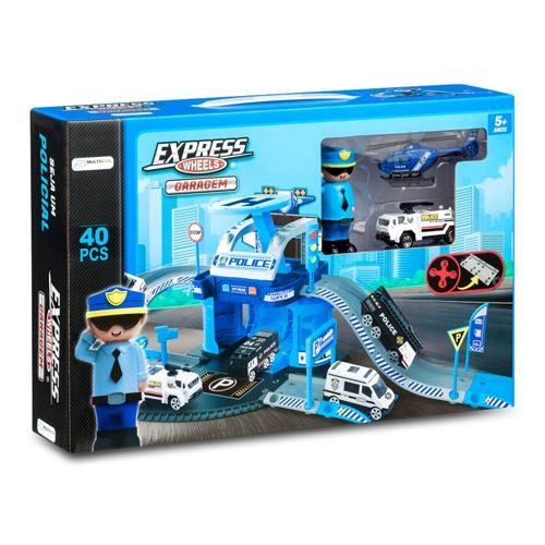 Garagem de Carrinhos Polícia Express Wheels 40 Peças Multikids - BR1240