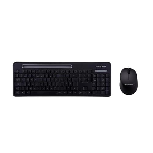 Kit Teclado e Mouse Sem Fio Slot Multimídia Conexão Usb 1000dpi Slot P/ tablet 10&#34; Preto - TC280