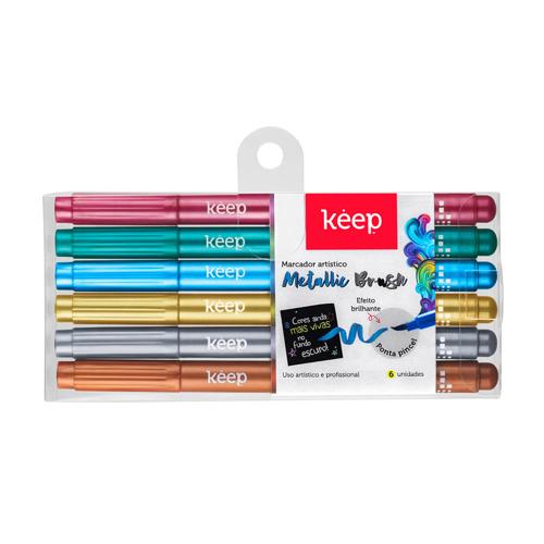 Marcador Artístico Metallic Brush Com 6 Unidades Keep - MR057