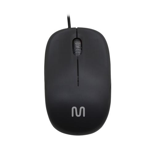 Mouse Com Fio Mid 1200dpi Conexão Usb 3 Botões Textura Fosca Preto Multi (Multilaser) - MO255