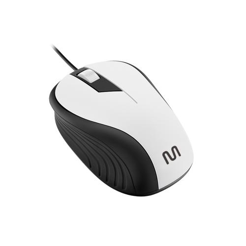 Mouse Com Fio Wave Conexão Usb 1200dpi Cabo de 130cm 3 Botões Textura Emborrachada Branco - MO224