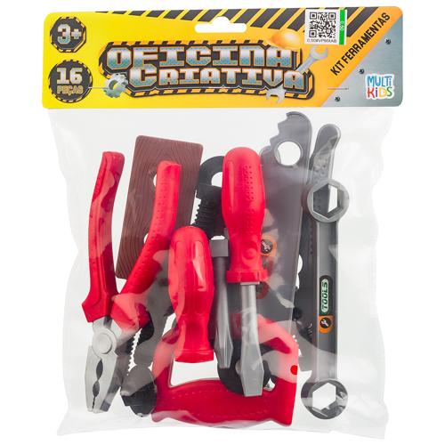 Oficina Criativa Mix Ferramentas com 16 peças Vermelho Multikids - BR1827