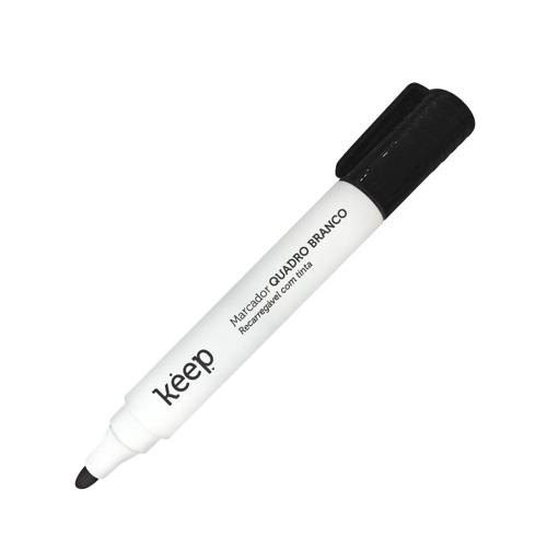 Pincel Marcador de Quadro Branco Recarregável Tinta Preto Caixa c/ 12 Unidades Keep - MR038