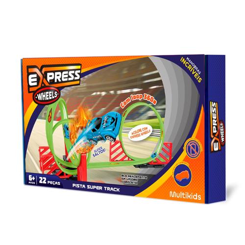 Pista de Corrida Super Track com Loop e Carrinho Express Wheels Multikids - BR1016